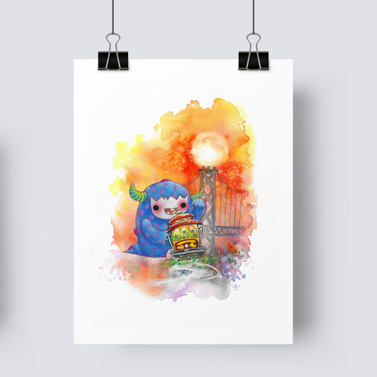 Chasing a Cable Car - Art Print image 0