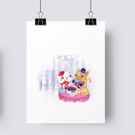 Afternoon tea cats - Art Print image 0